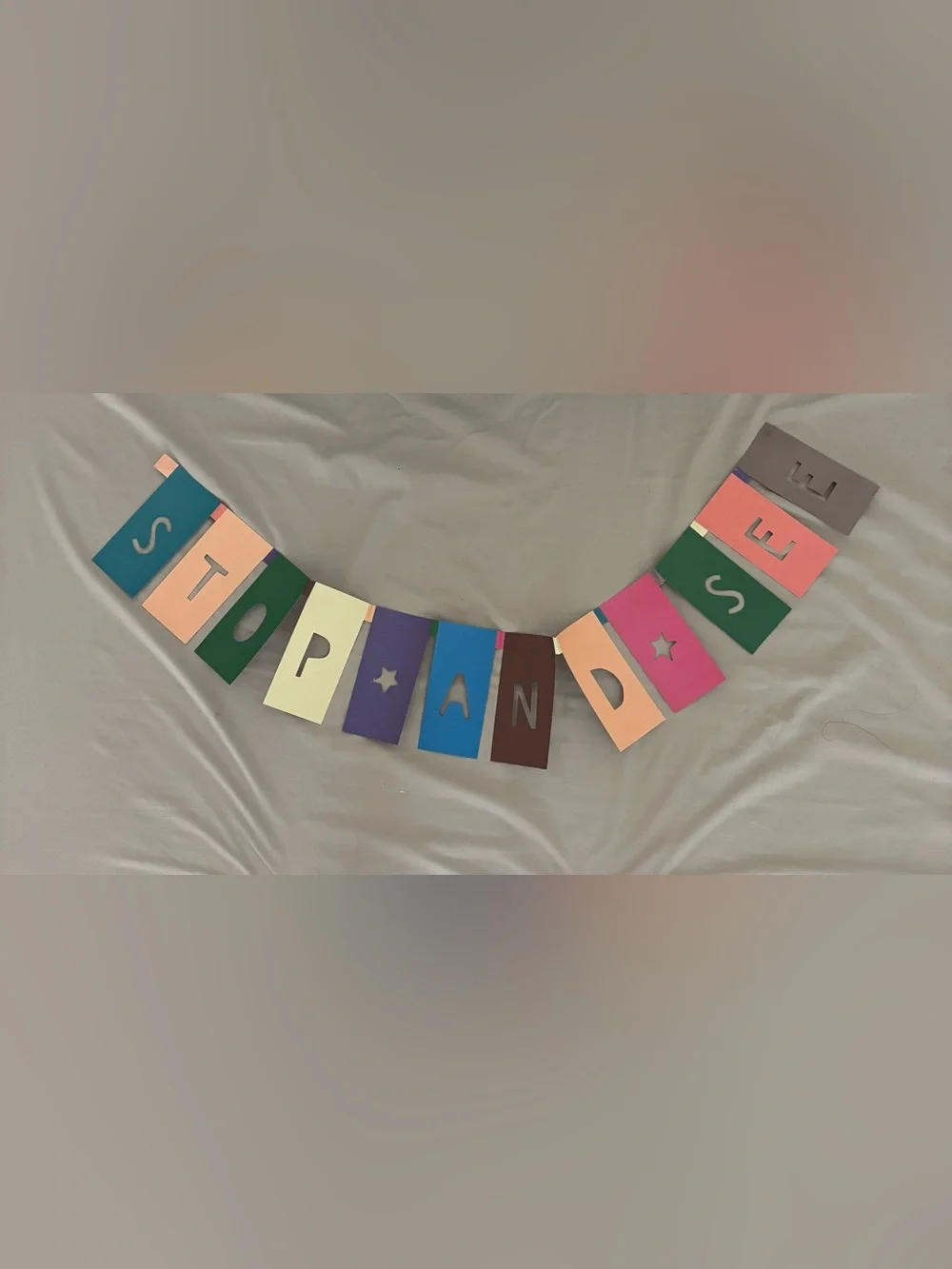 Colorful Handmade Decorative Wall Letter Banner “Stop and See”
